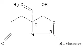 Molecular Structure of 1214741-21-5 (3-(1,1-diMethylethyl)-7a-ethenyltetrahydro-1-hydroxy-(3R,7aR)-3H,5H-Pyrrolo[1,2-c]oxazol-5-one)